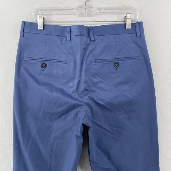 H&M Pants Mens Sz 32R Blue Slim Fit Straight Leg High-Rise Rolled Ankle Pocket - Picture 8 of 12